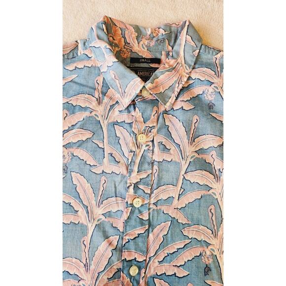 American Rag Reverse Print Tropical Banana Palm Floral Hawaiian Shirt Sz Small - Picture 7 of 9